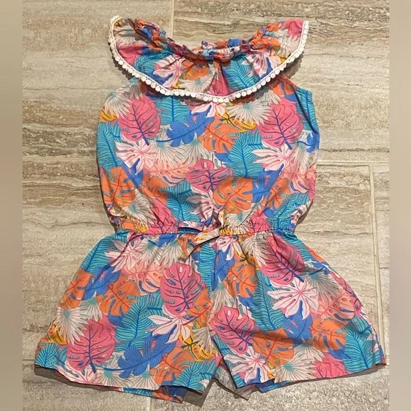 Girls floral print romper - Picture 1 of 5